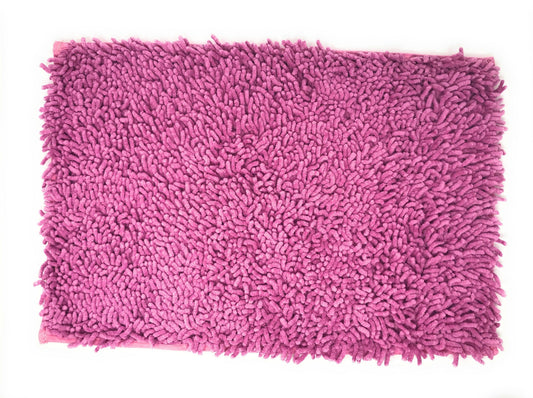 DaDa Bedding Fuchsia Magenta Pink Shaggy Soft Chenille Noodle Carpet Rug Bath Mat