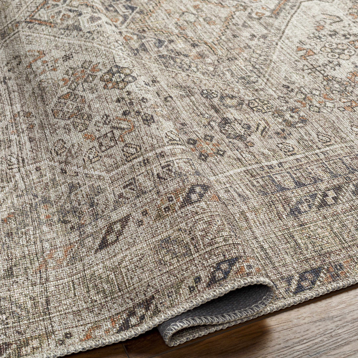 Barny Beige Flat Pile Washable Rug