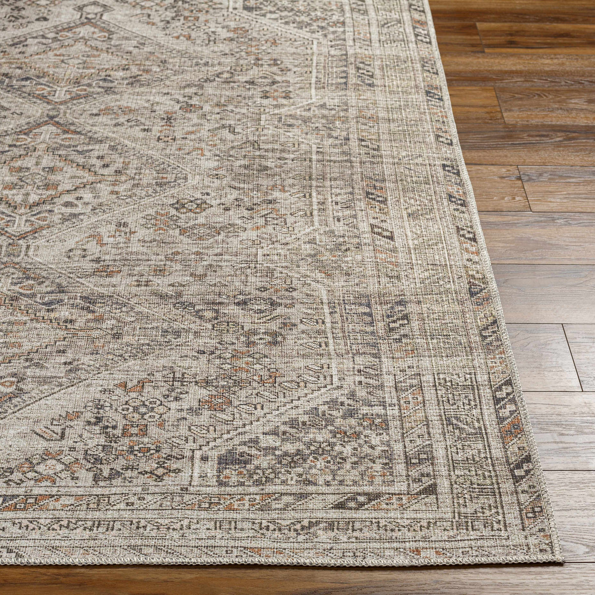 Barny Beige Flat Pile Washable Rug