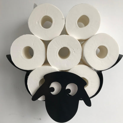 Sheep Toilet Paper Roll Holder Bathroom Wall Mounted Loo Rolls Storage Metal Rack Mount Hold Up 7 Rolls Novelty Animal Decorative Toilet Paper Holders Tissue Paper Storage Stand Wall Mount Iron Tissue Basket Sheep Art Decoration Bathroom House Office