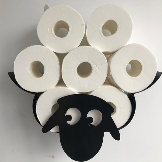 Sheep Toilet Paper Roll Holder Bathroom Wall Mounted Loo Rolls Storage Metal Rack Mount Hold Up 7 Rolls Novelty Animal Decorative Toilet Paper Holders Tissue Paper Storage Stand Wall Mount Iron Tissue Basket Sheep Art Decoration Bathroom House Office