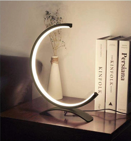 Table Lamp Led Dimmable Design Table Lamp C Shape Black Decorative Lamps Bedside Lamp For Bedroom Romantic Night Lights 3 Color Temperature, Contemporary Decorative Lamp for Home, Living Room & Office