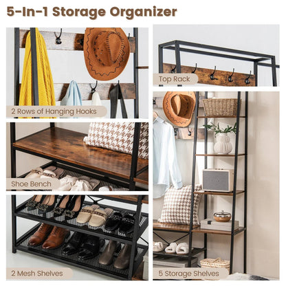 Hall Tree - Storage Wooden Bench