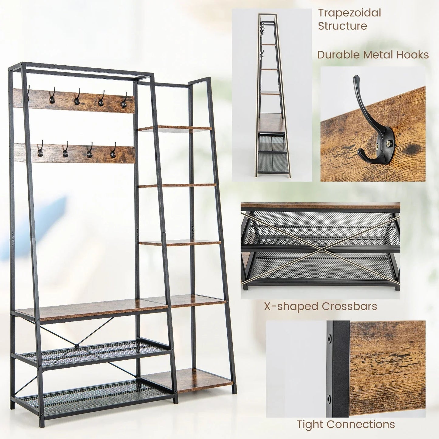 Hall Tree - Storage Wooden Bench